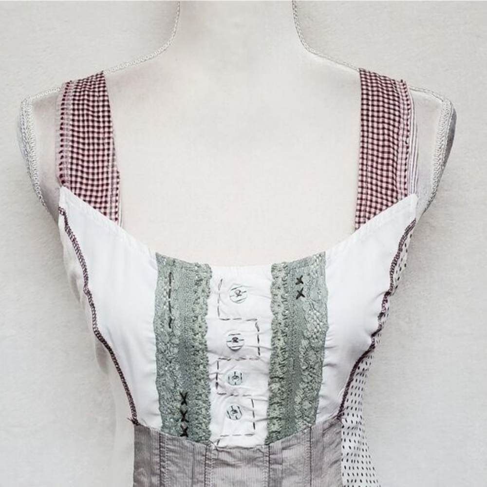 Cottagecore Vintage Multi-color Multi Fabric Patchwork Lightweight Mini Dress M - Picture 4 of 15